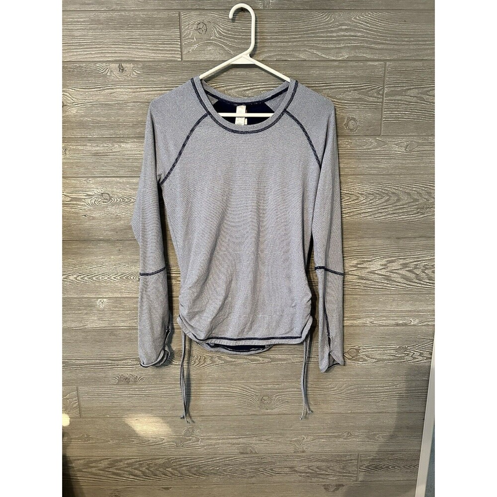 Lucy Tech M Workout Pullover Shirt Yoga Run Long Sleeve Top Ruching Keyhole Vent